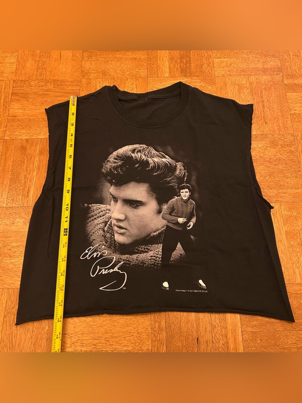 Elvis Presley Black Graphic Sleeveless Cutoff Shirt Top Size S